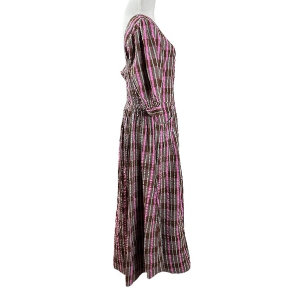 Free People Tulie Plaid Midi Dress Pink Brown Small NWT Western Prairie Preppy - Picture 9 of 17